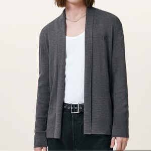 All Saints -Merino Ramskull Open Cardigan - Charcoal Gray